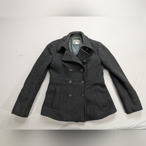 J.CREW Peacoat Womens 4 Nello Gori Wool Double Breasted Charcoal Coat